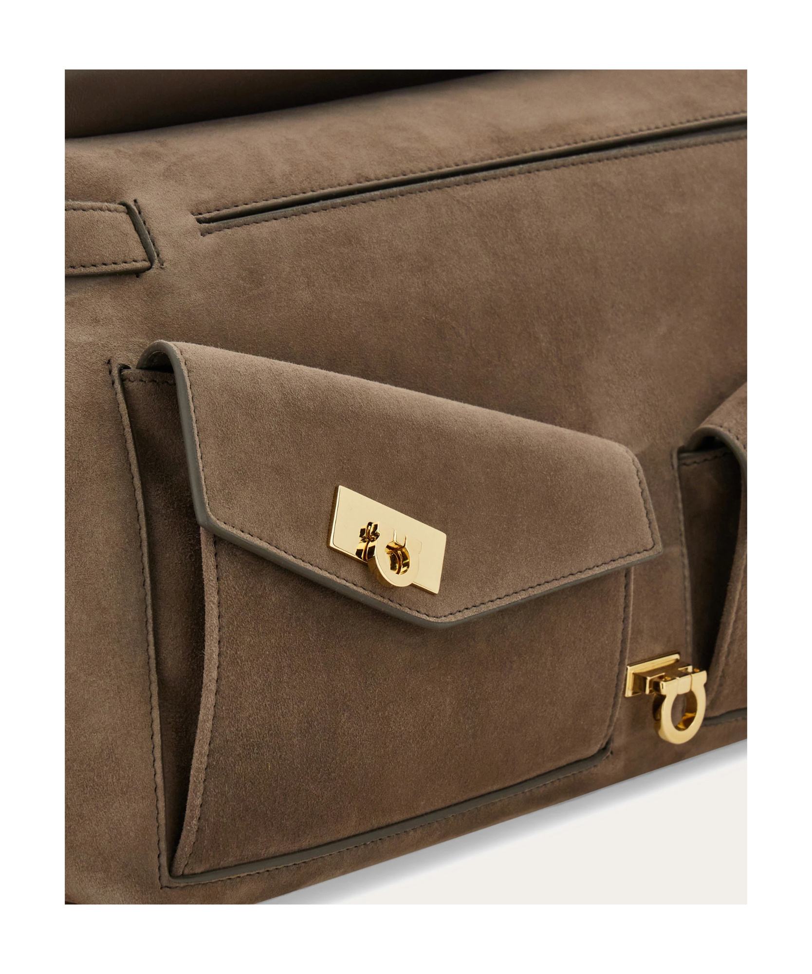 Ferragamo Large Hug Clutch Bag In Cement