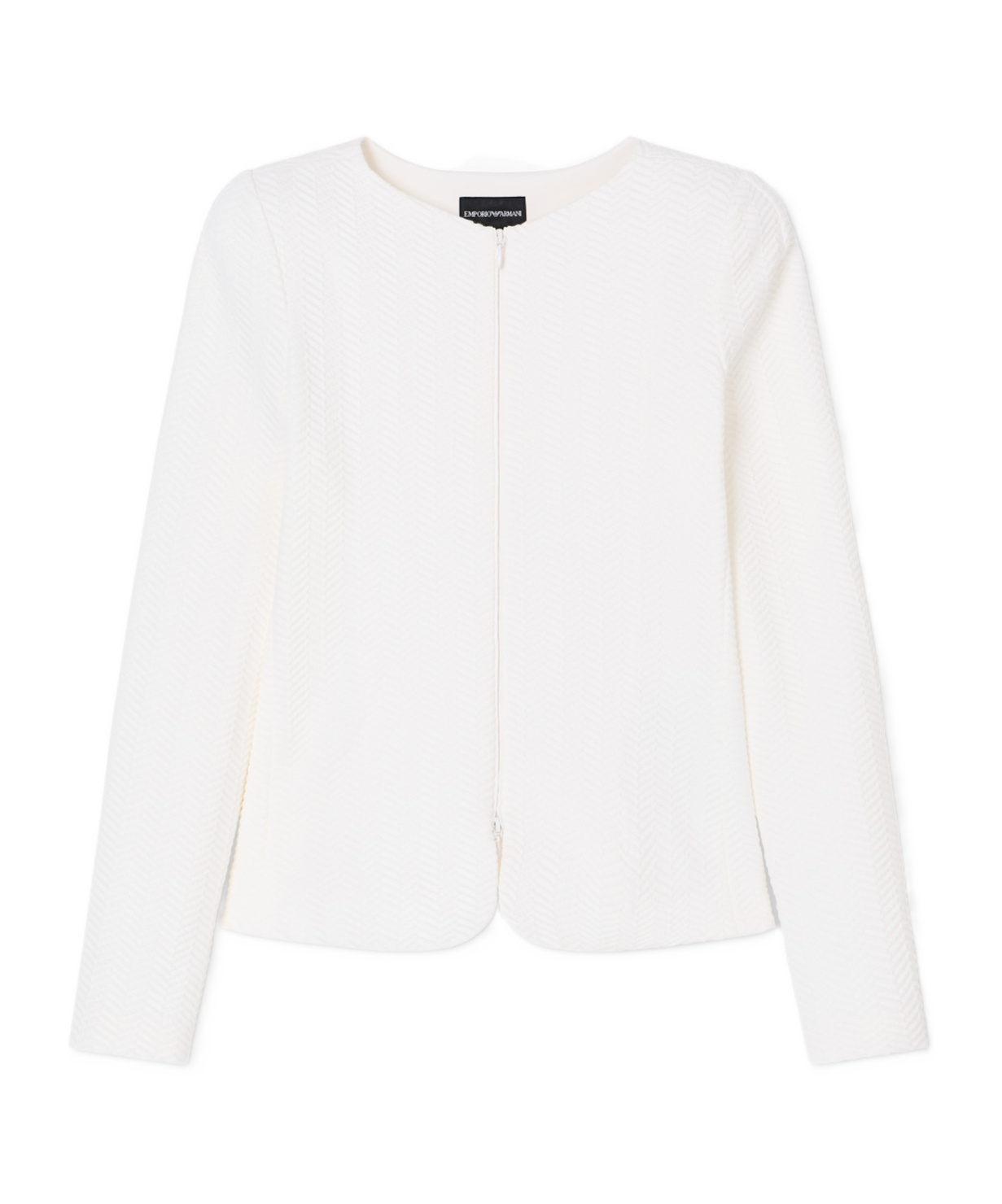 Emporio Armani Herringbone-pattern Zip-up Jacket In White