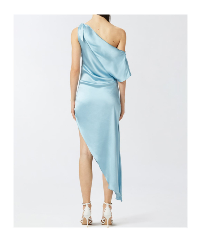 Pinko Asymmetric Special-occasion Midi Dress In Satin In Blue