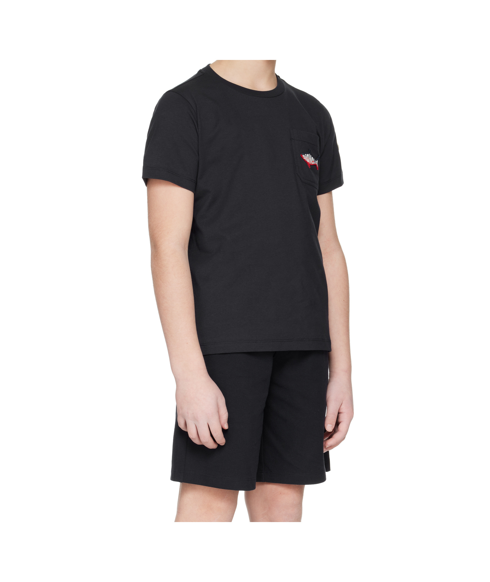 Moncler Round Neck Short Sleeve T-shirt In Blue