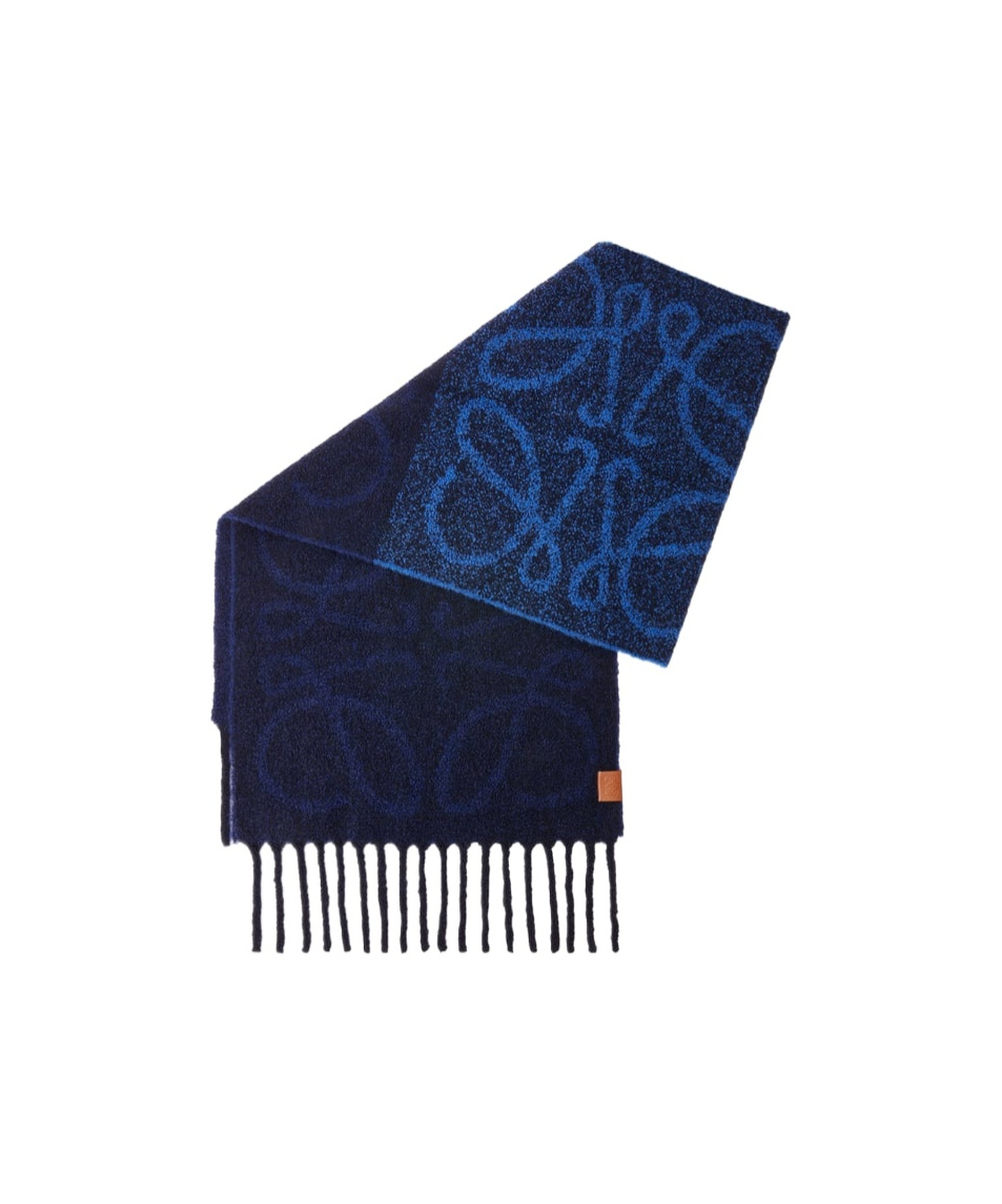 Shop Loewe Anagram Scarf In Alpaca And Wool In Black