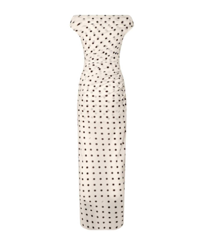 Jacquemus Rita Draped Gathered Polka-dot Crepe De Chine Maxi Dress