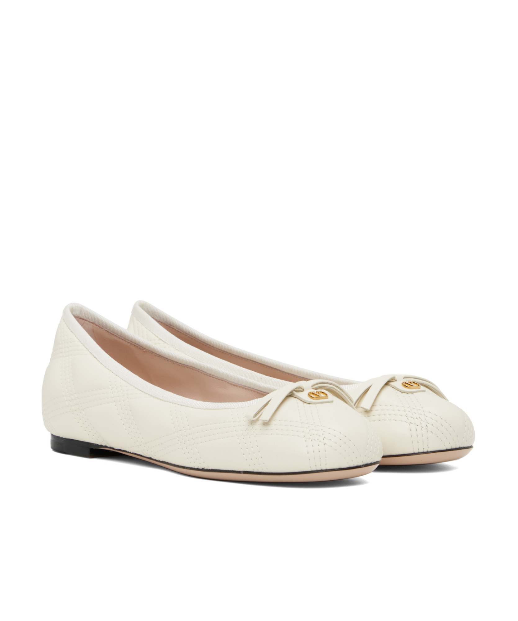 Valentino Round Toe Ballet Shoes In White