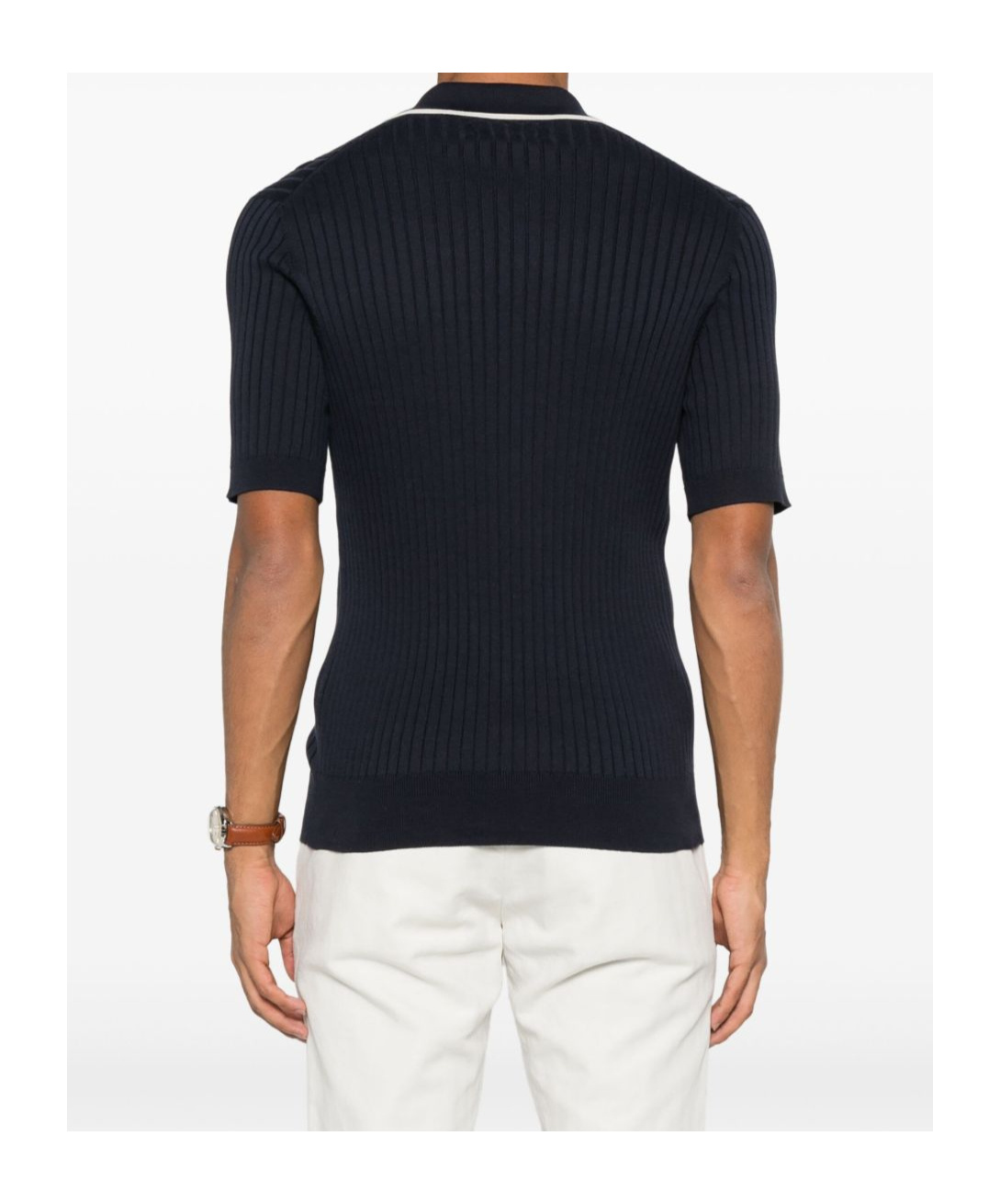 Brunello Cucinelli Ribbed-knit Polo Shirt In Black