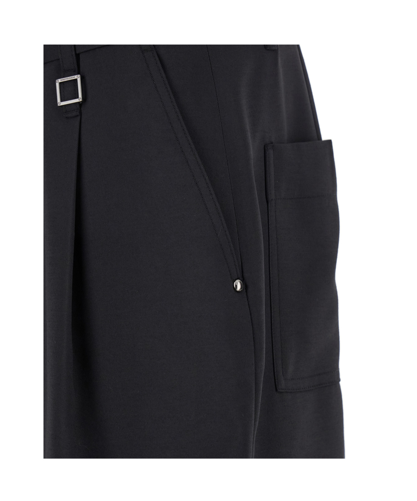 Wooyoungmi Bermuda Shorts With Front And Side Pleats In Black