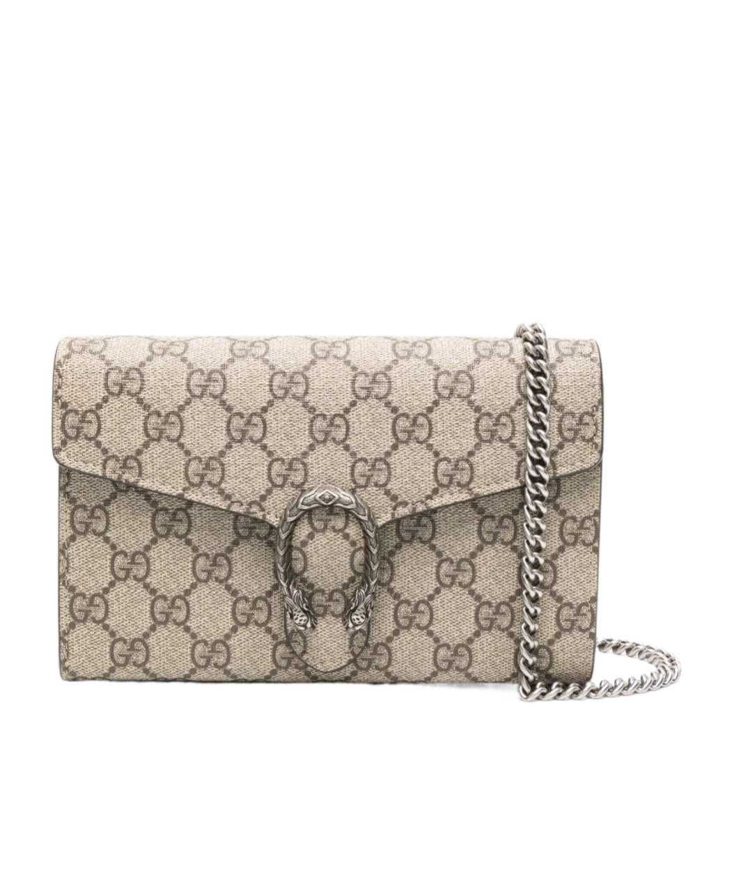Gucci Dionysus Gg Supreme Canvas Wallet On Chain In Nude