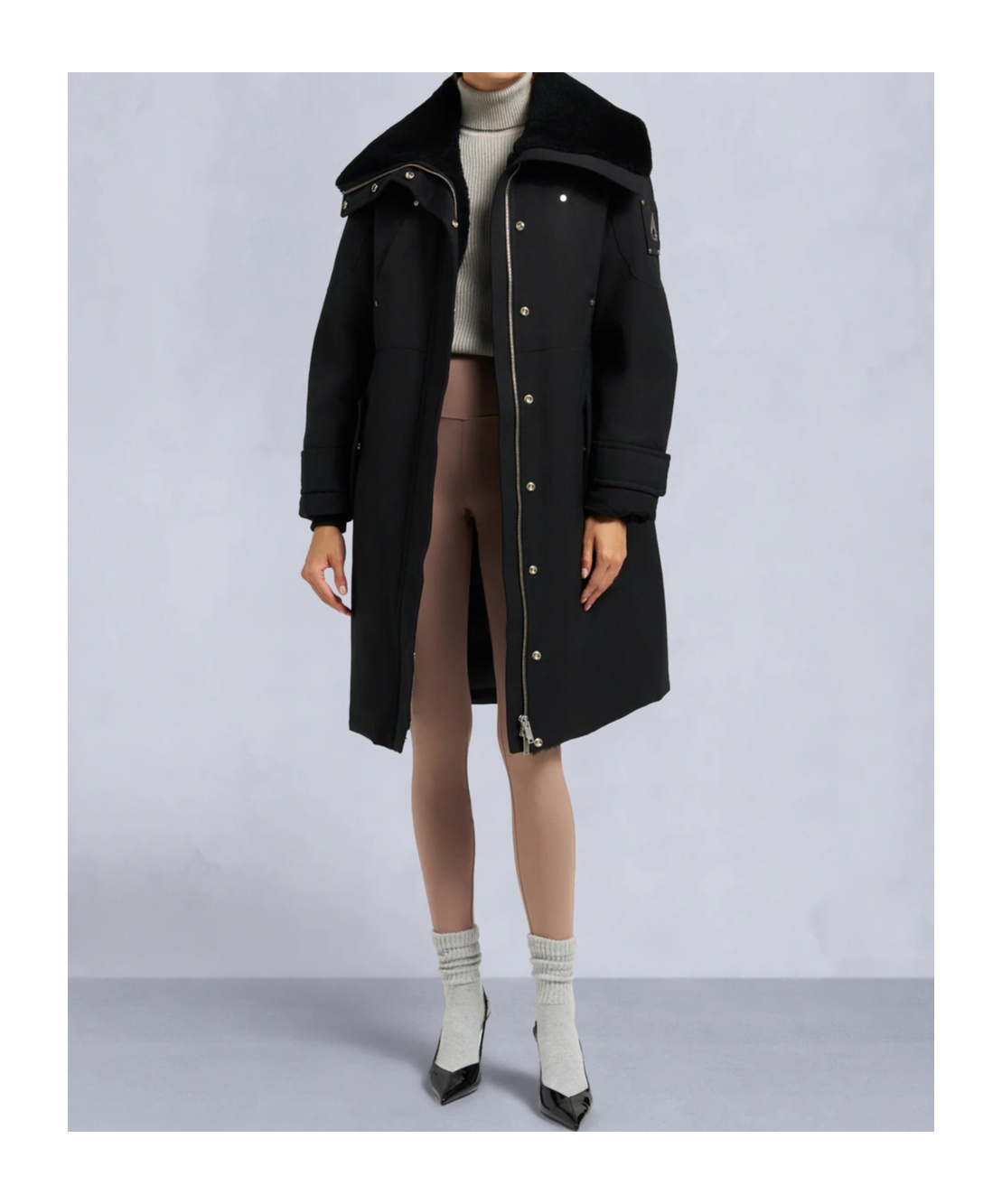 Moose Knuckles Long Sleeve Down Jacket In Black