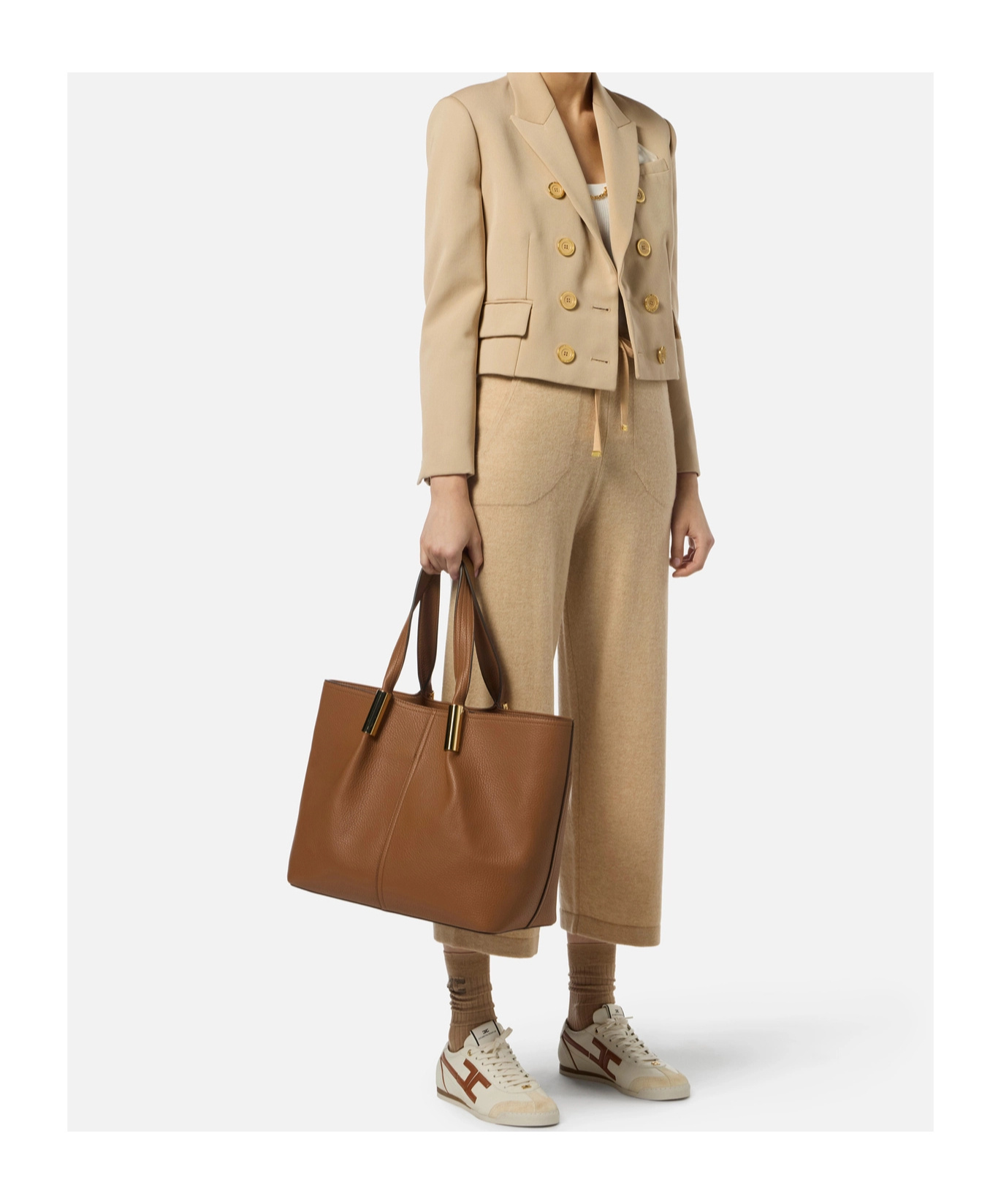 Elisabetta Franchi Virgin-wool Track Pants In Neutral