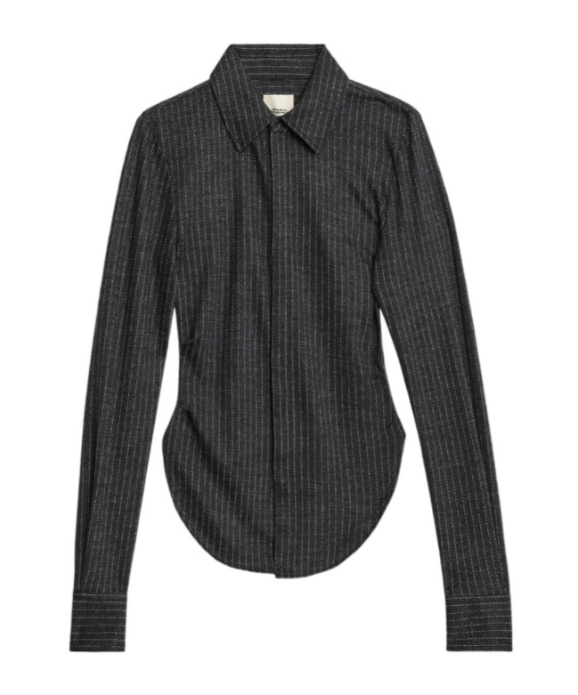 Isabel Marant Romea Pinstripe Shirt In Black
