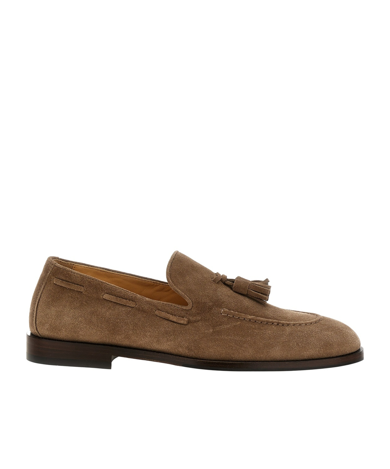 Brunello Cucinelli Suede Tassel Loafers In Brown