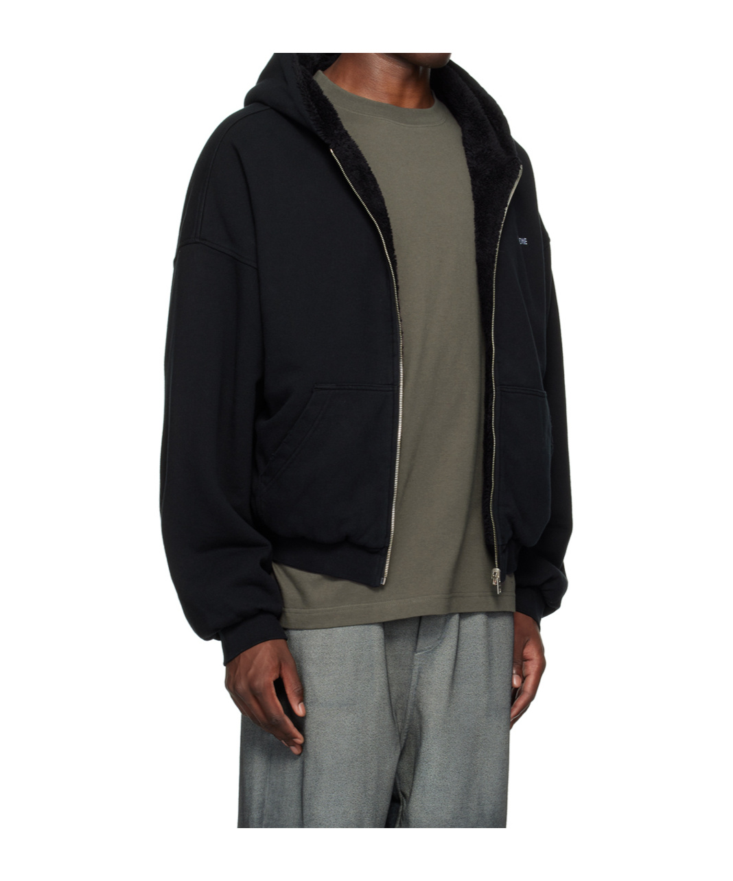 We11 Done Black Embroidered-logo Reversible Hoodie In Black
