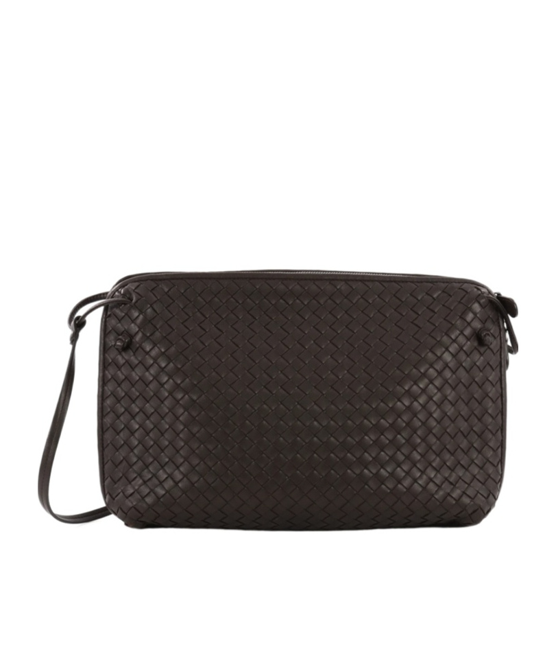 Shop Bottega Veneta Knitted Cross-body Bag In Brown