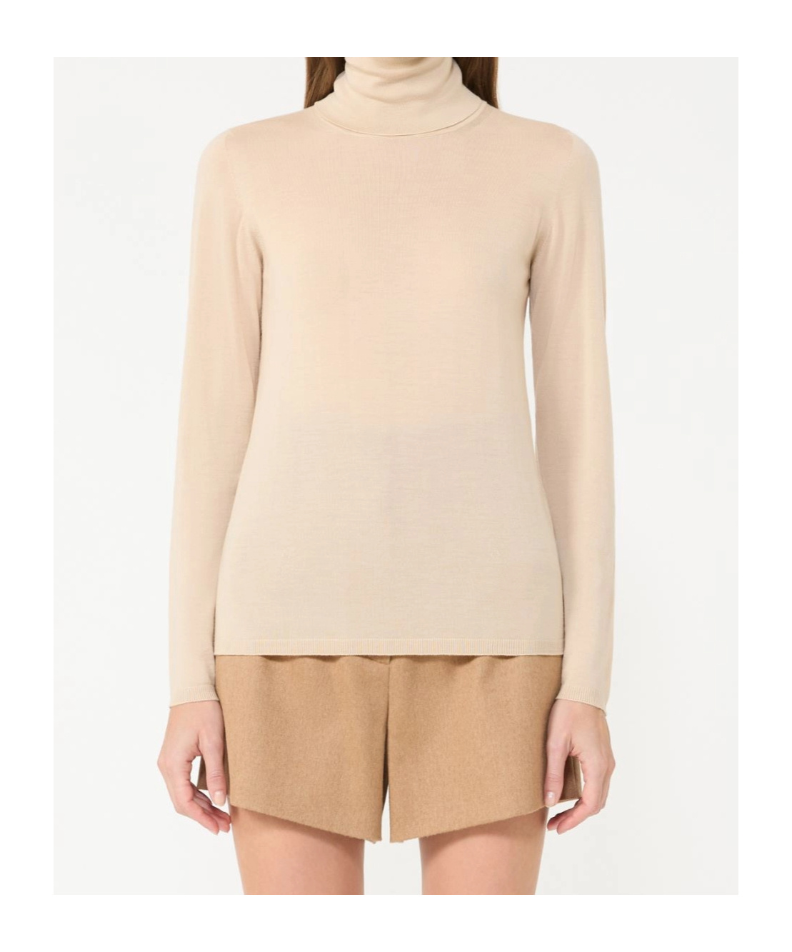 Max Mara Wool Knit Turtleneck Jumper In Neutral