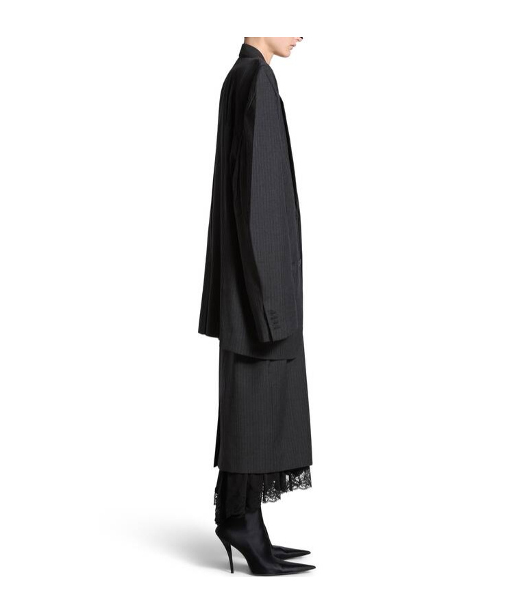 Balenciaga Striped Buttoned Blazer In Black