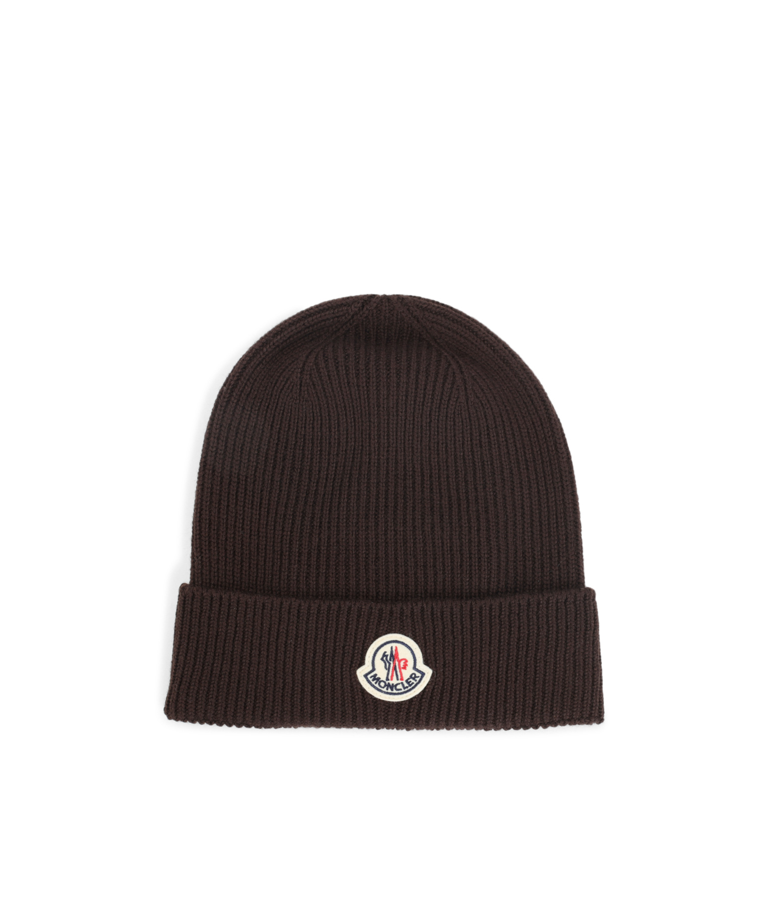 Moncler Wool Hat With Ribbed Texture And Cuff In Black
