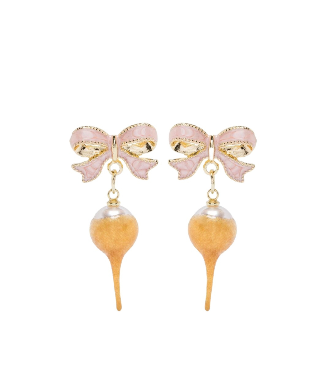 Ottolinger Bow Pearl Earrings In Gold