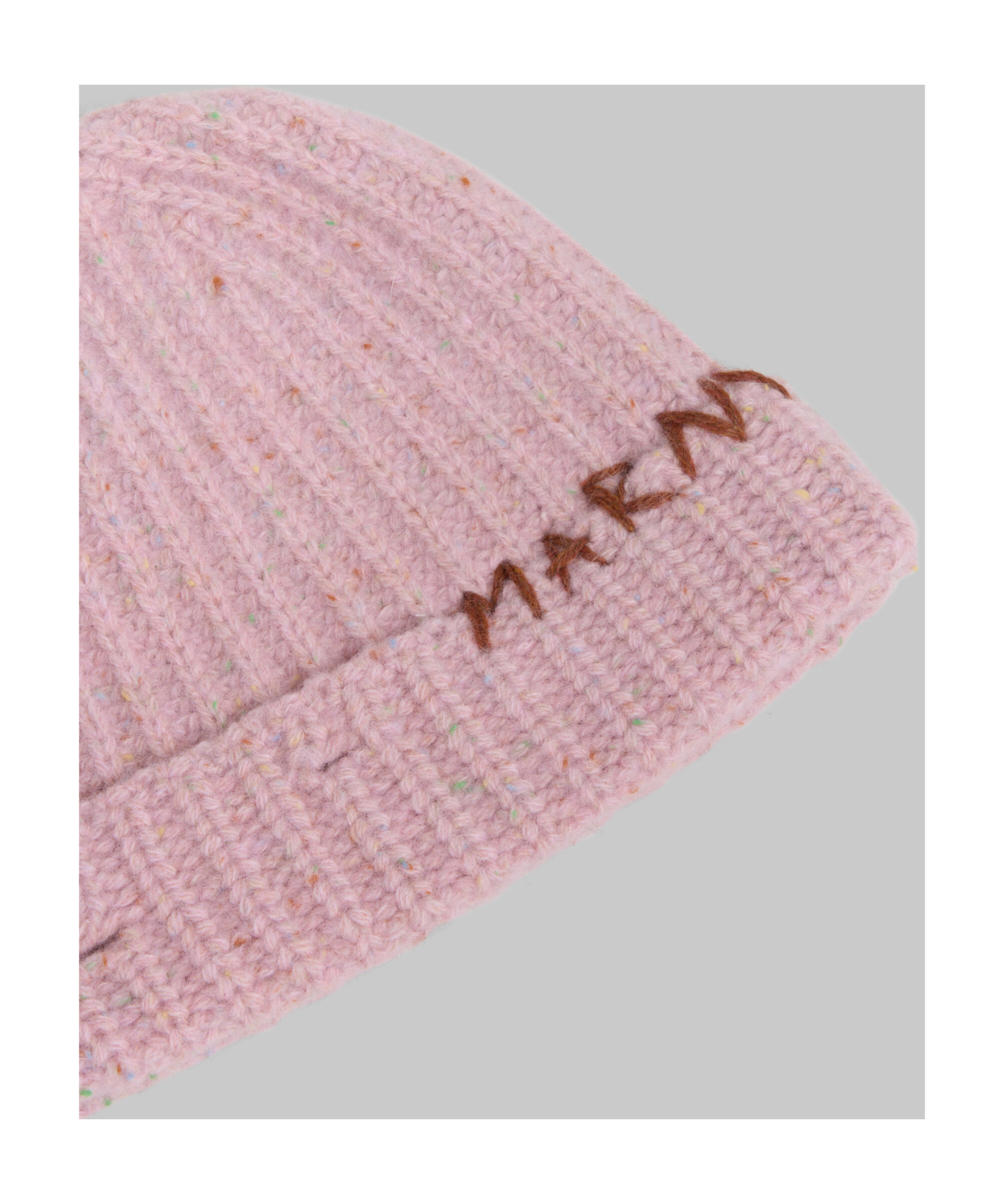 Marni Logo-embroidered Ribbed-knit Beanie In Pink