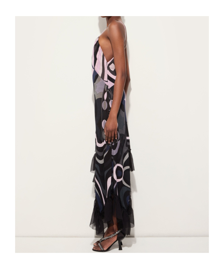 Pucci Iride Print V-neck Dress In Black