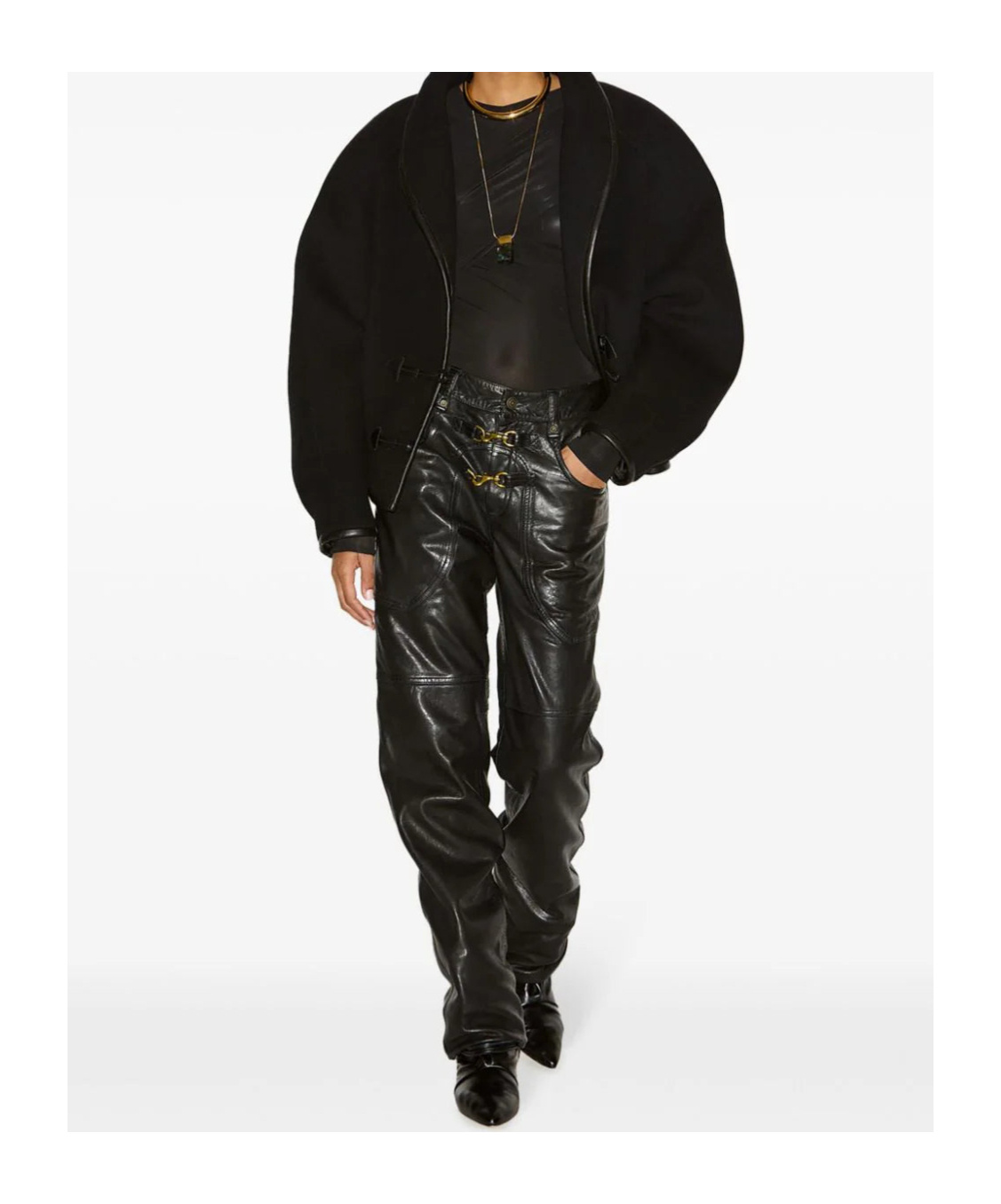 Isabel Marant Short Long-sleeved Wool Coat In Black