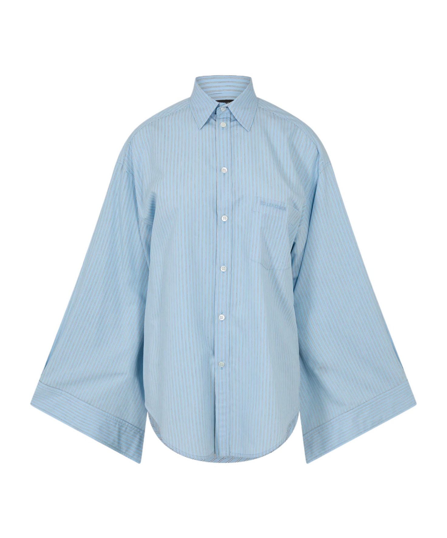 Balenciaga Bal Knotted Blouse Ld52 In Sky Blue/white