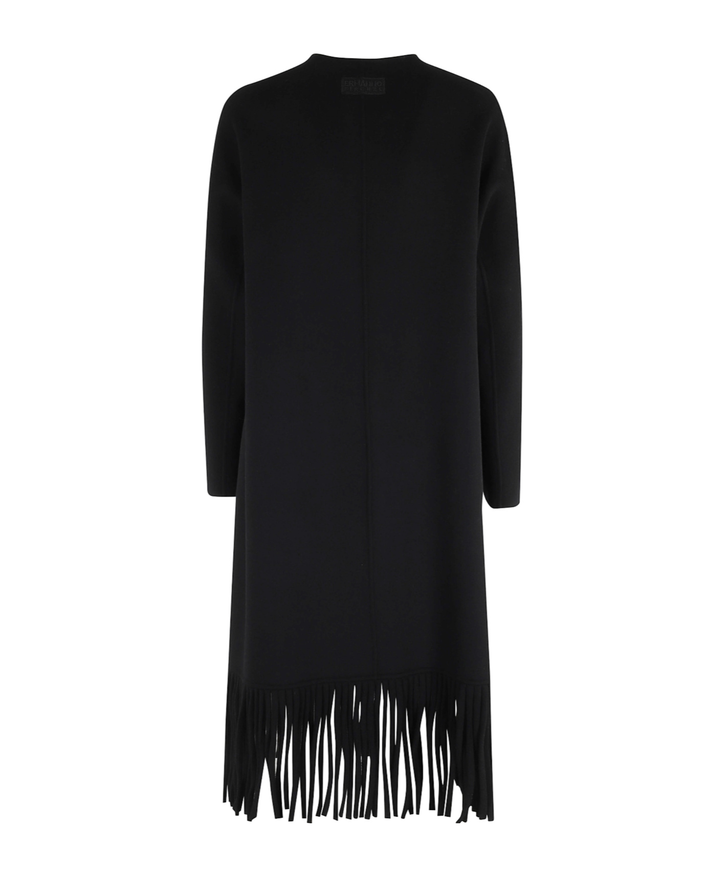 Ermanno Firenze Fringed Hem Coat In Black