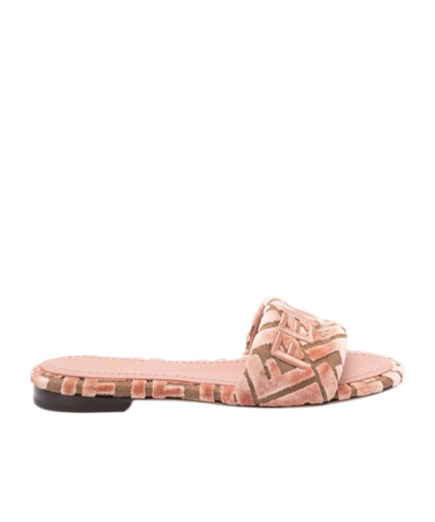 Fendi Logo-motif Velvet Sandals In Pink