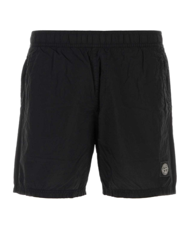 Stone Island Swim Boxer With Logo In Black