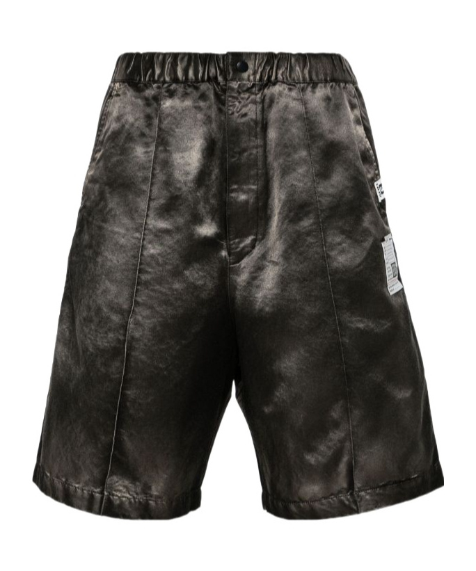 Miharayasuhiro Maison Mihara Yasuhiro Logo Patch Satin Bermuda Shorts In Black