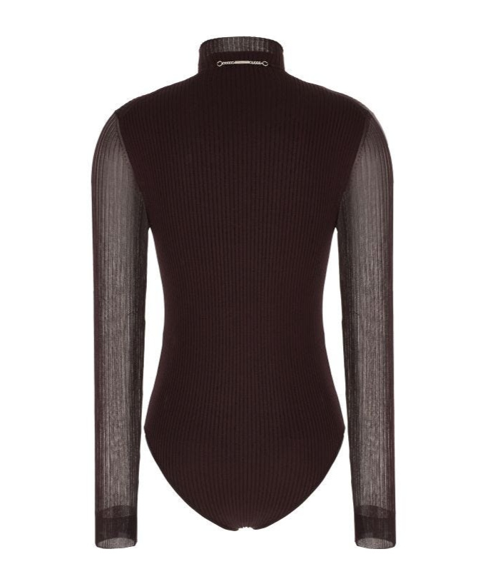Fendi Aubergine Stretch Viscose Blend Bodysuit In Black