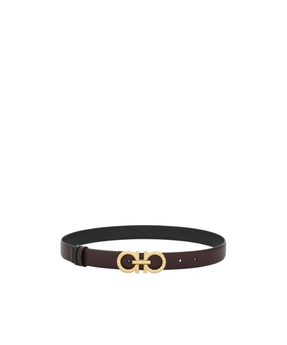 Ferragamo Adjustable And Reversible Gancini Leather Belt In Green