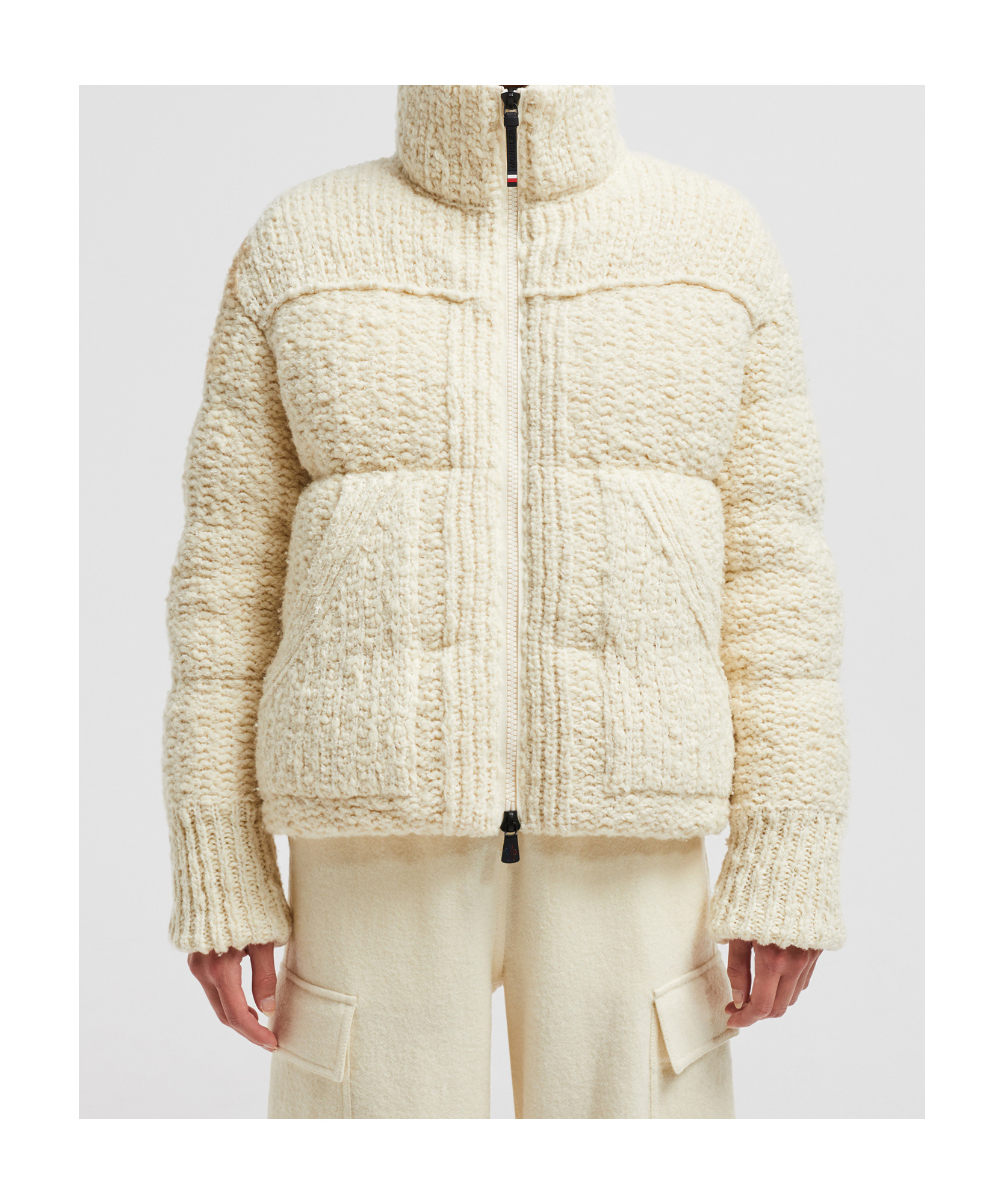 Moncler Serfaus Long-sleeved Wool Down Jacket In White