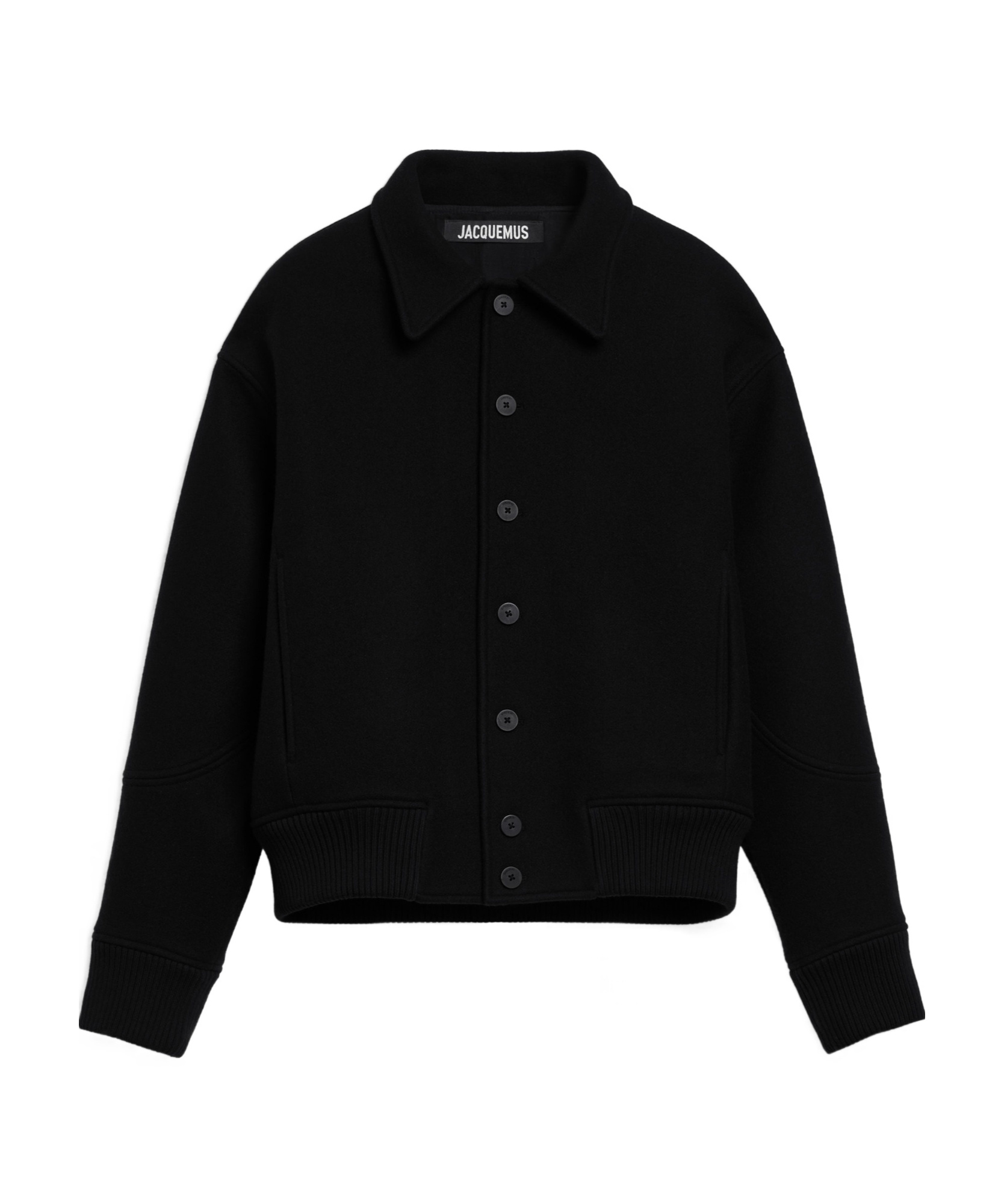 Jacquemus Wool Long-sleeved Casual Jacket In Black