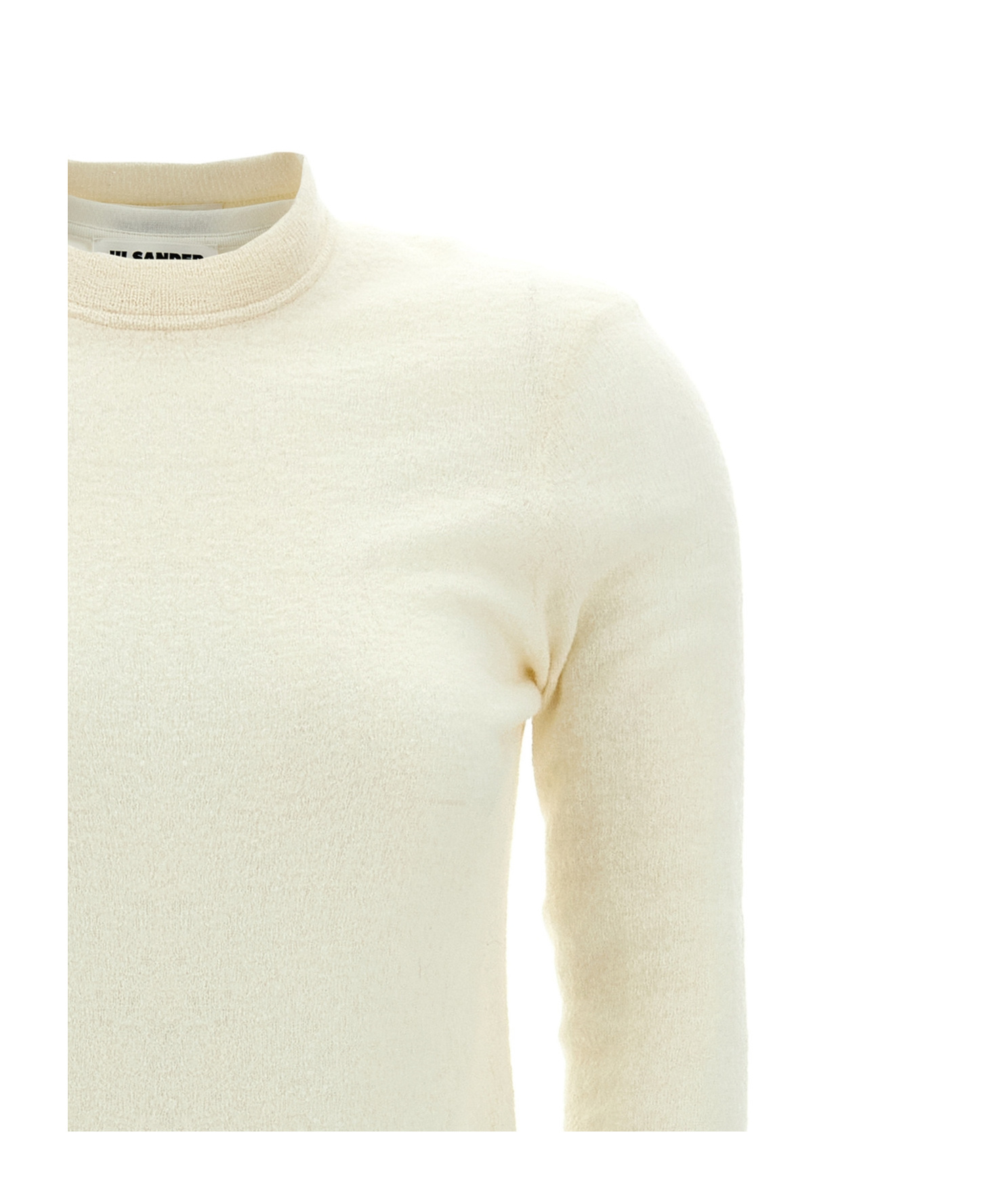 Jil Sander Crew Neck Layered Hem Long Sleeves In White