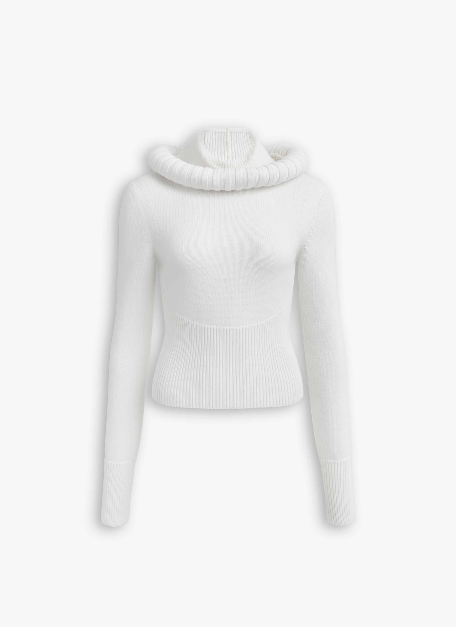 Alaïa Cropped Long Sleeve Hooded Knit Jumper In White