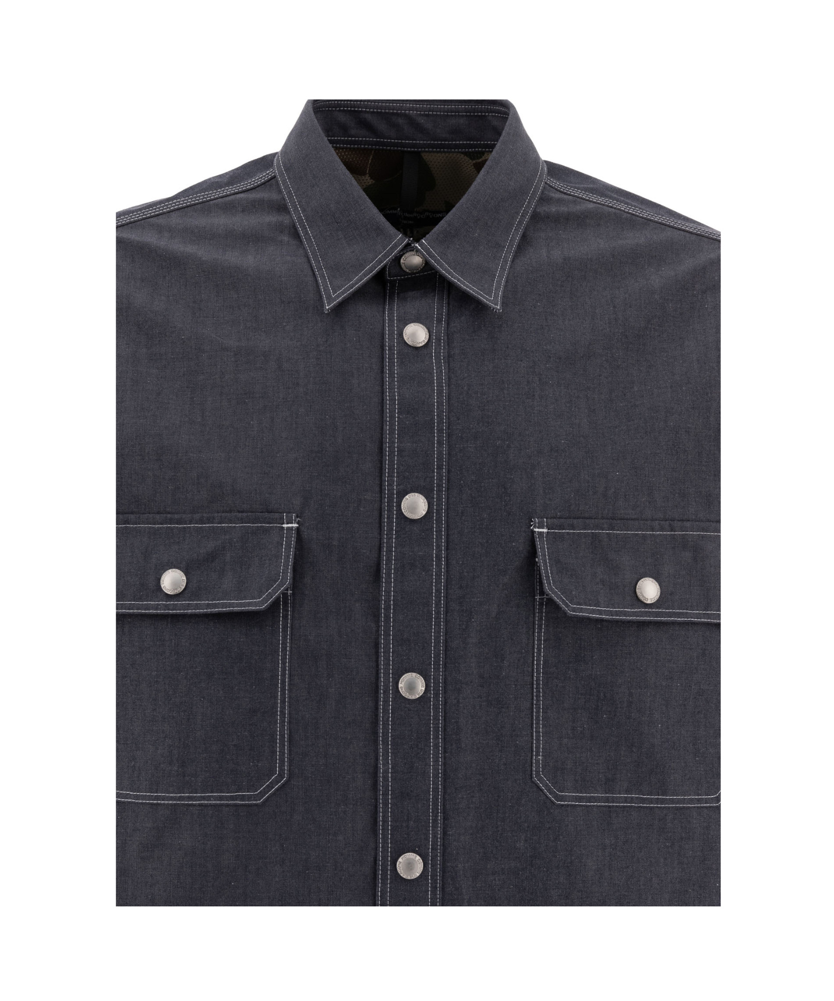 Comme Des Garçons Relaxed-fit Denim Overshirt With Contrast Stitching In Black