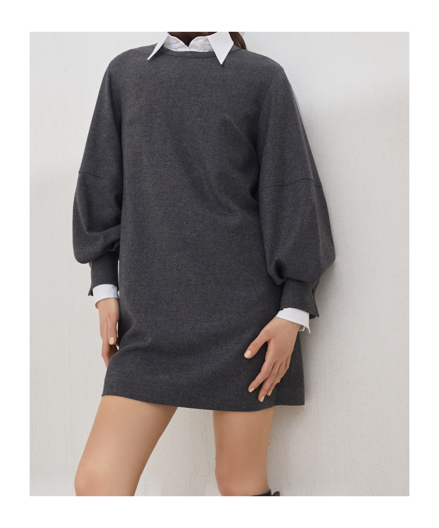 Brunello Cucinelli Wool And Cashmere Minidress In Gray