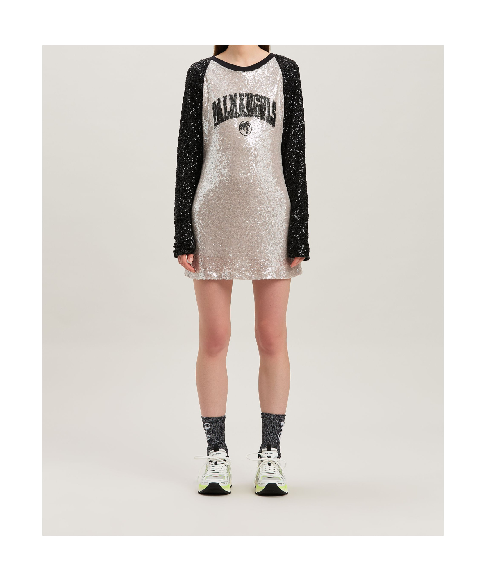 PALM ANGELS PALM ANGELS COLLEGE PALM SEQUIN EMBELLISHED MINI DRESS