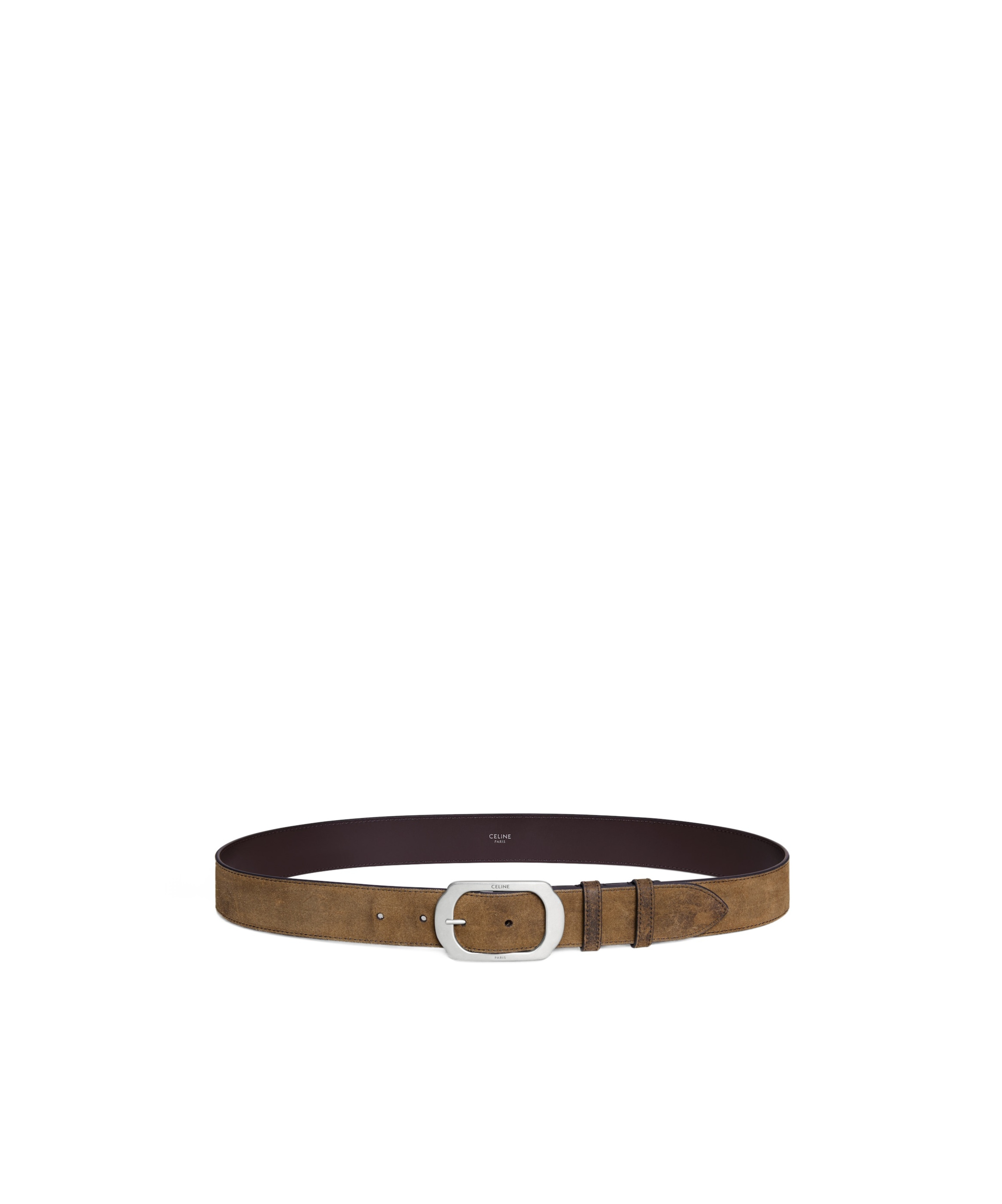 Celine Bc-21 35mm Belt In Suede Calfskin With Waxed Effect In Black