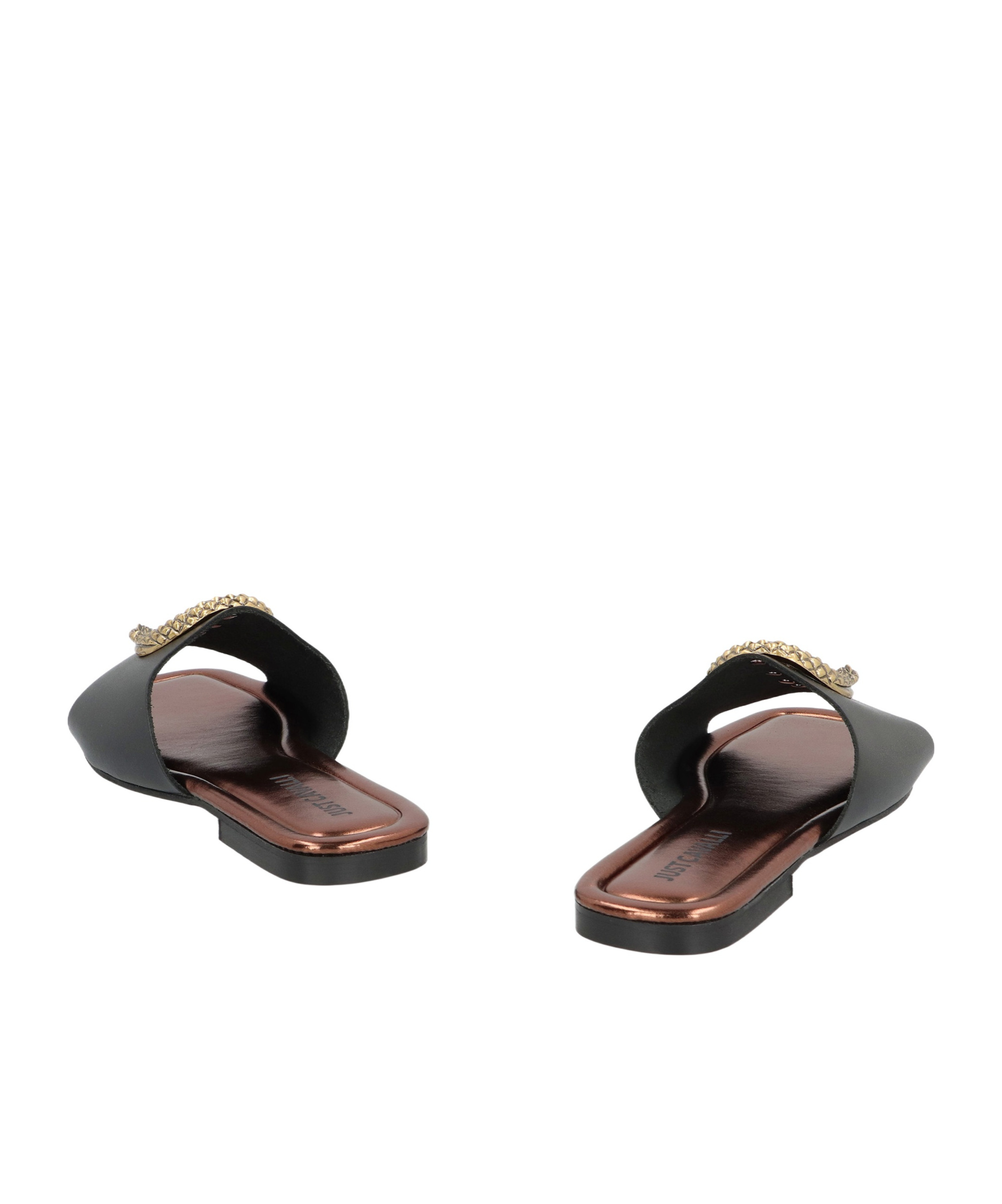 Just Cavalli Elisie Satin Slide Sandals In Black