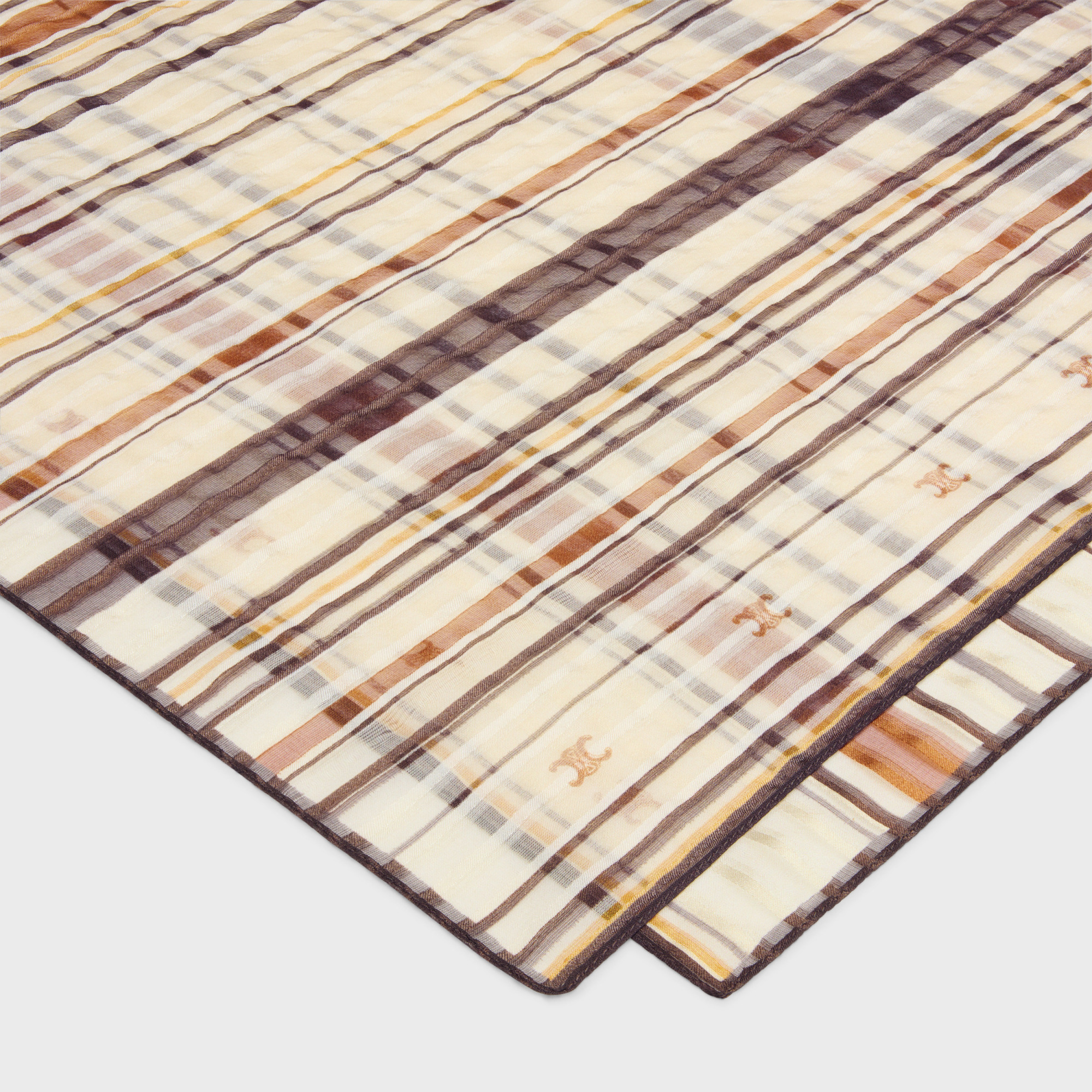 Celine Beijing Striped Mulberry Silk Square Towel In Nude
