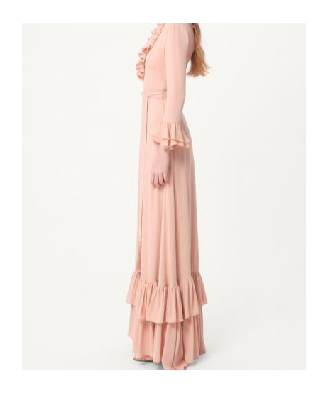 Valentino Besticktes Abendkleid Aus Georgette Frau Rose Mist 38 In Mixed Rose
