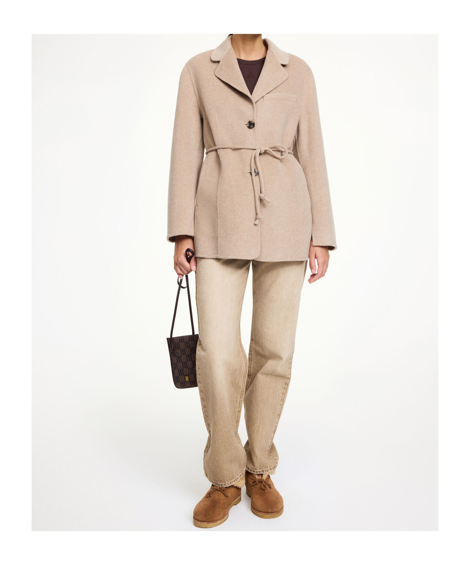 By Malene Birger Tie-waist Single-breasted Blazer In Neutral