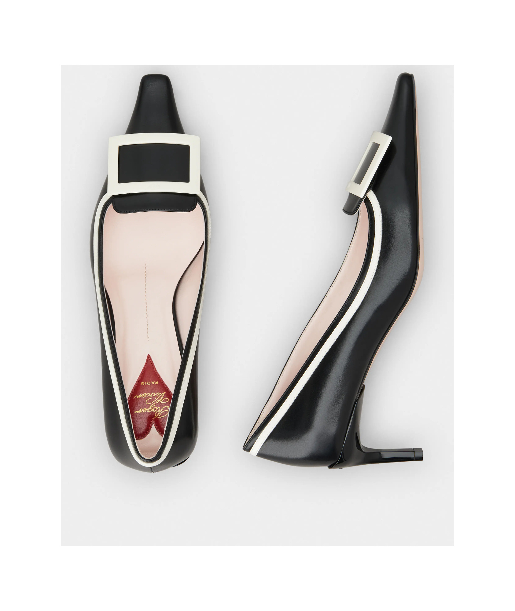 Shop Roger Vivier Viv' Canard Pumps In Leather In Black
