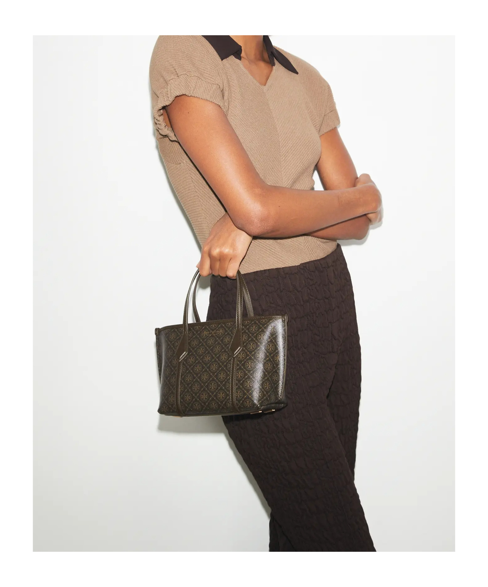 Tory Burch Perry Mini Tote In Brown