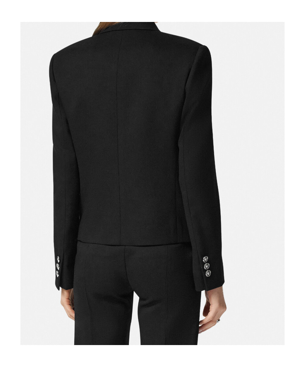 Versace Double-breasted Blazer In Black