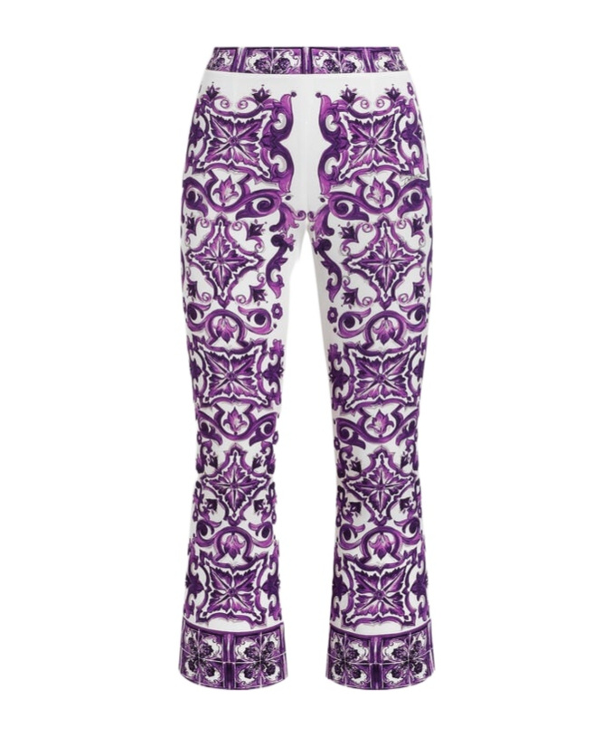 Dolce & Gabbana Majolica-print Trousers In Purple