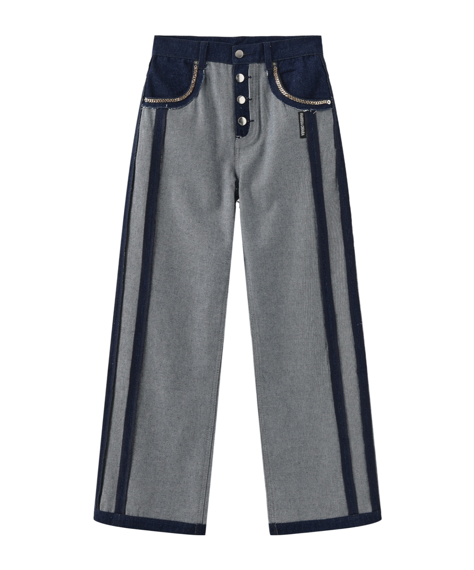 Marissa Chiara Belt Loop Panel Jeans In Gray