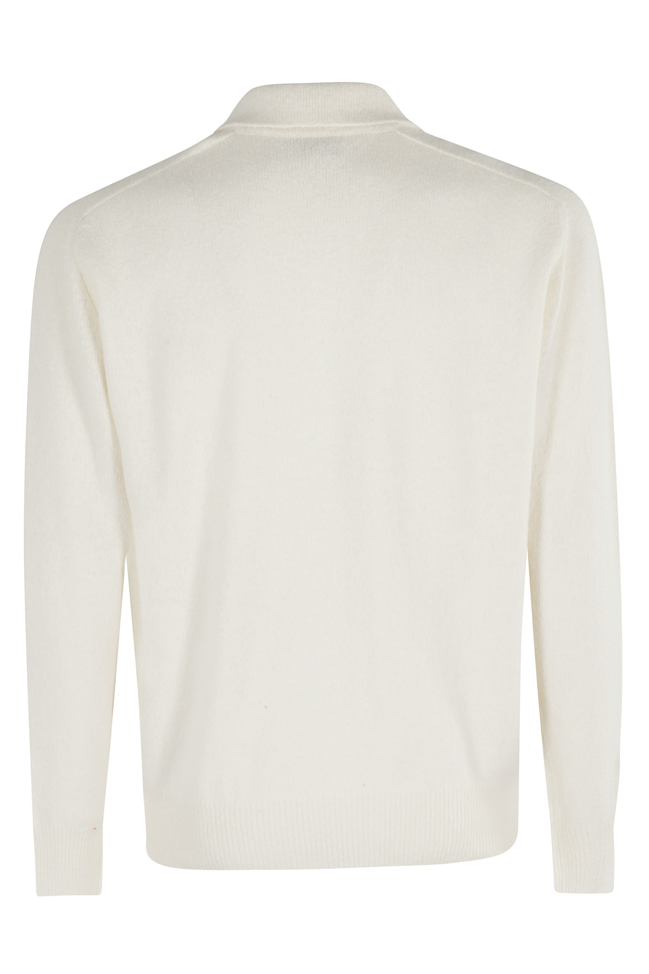 Eleventy Long-sleeve Knit Polo With Three-button Placket In White