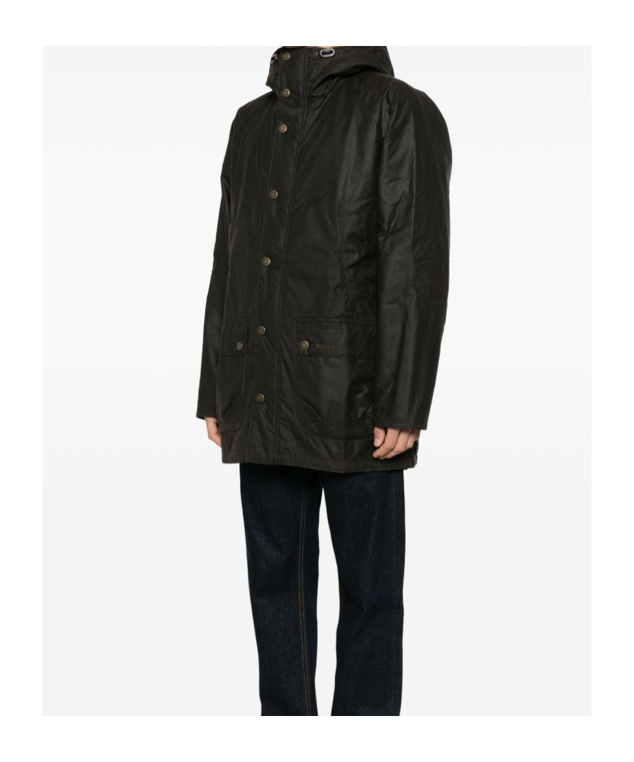 Barbour Hooded Snap-fit Coat In Black