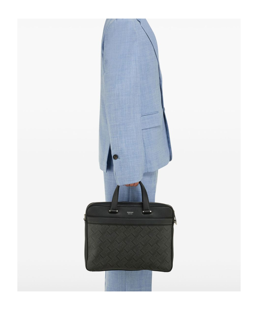 Ferragamo Men's Gancini Business Bag In Black